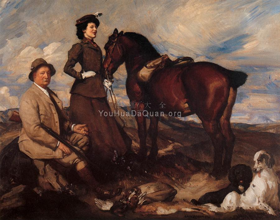 Miss Alison Preston and John Proctor on Mearbeck Moor - 乔治·兰伯特